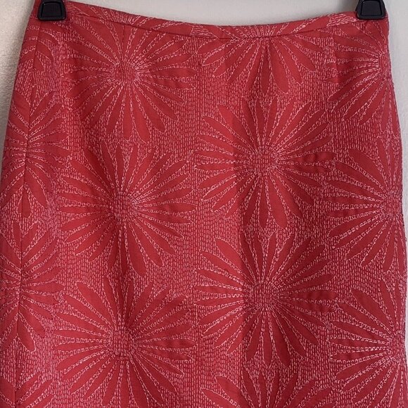 Tocca Coral Pink Floral Textured Pencil Skirt Sz 6 Romantic Feminine Whimsical - Picture 6 of 12